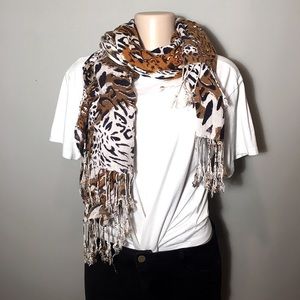 Leopard Print Scarf - Brown and Black